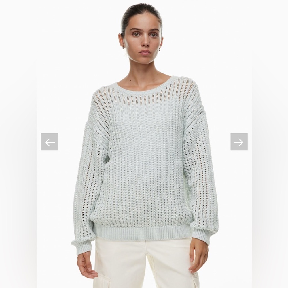 BNWT Wilfred Afterglow Sweater Glacier Blue Knit Crew Nck Sweater Cotton Medium - Picture 1 of 15